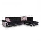 Colțar extensibil cu ladă de depozitare California negru de stânga