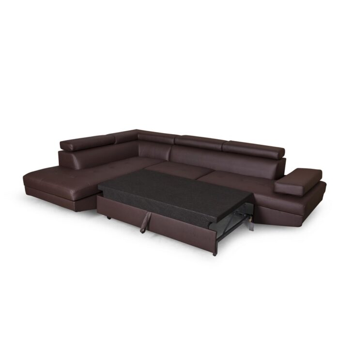 Colțar extensibil cu ladă de depozitare Rio Mocca Dreapta din piele ecologica - imagine 2