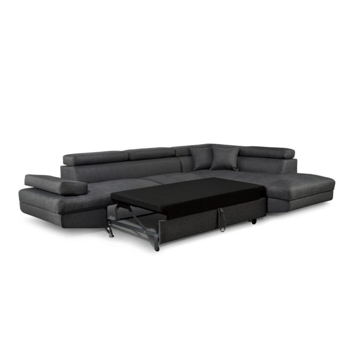 Colțar extensibil cu ladă de depozitare Rio Dark Grey Stanga - imagine 3