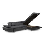 Colțar extensibil cu ladă de depozitare Rio Dark Grey Stanga - imagine 2