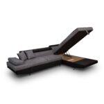 Colțar extensibil cu ladă de depozitare Rio Vesuvio Black Grey Stanga - imagine 3