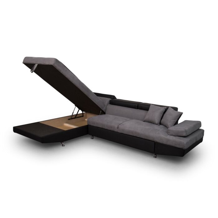 Colțar extensibil cu ladă de depozitare Rio Vesuvio Black Grey Dreapta - imagine 5