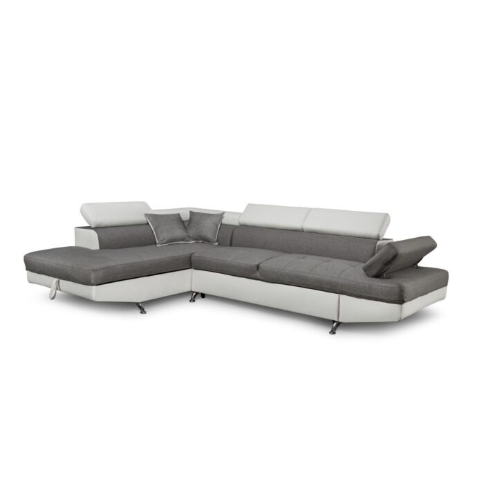 Colțar extensibil cu ladă de depozitare Rio Grey White Dreapta - imagine 1