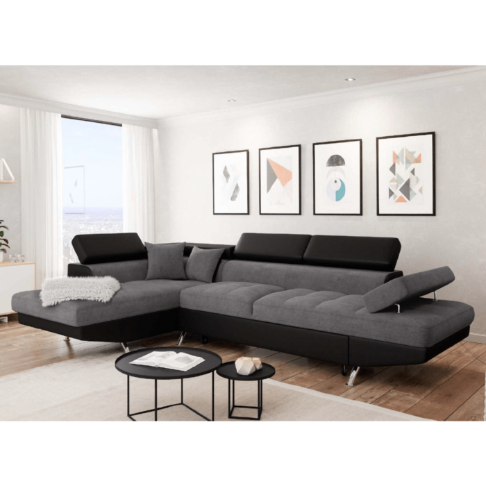 Colțar extensibil cu ladă de depozitare Rio Vesuvio Black Grey Dreapta - imagine 1
