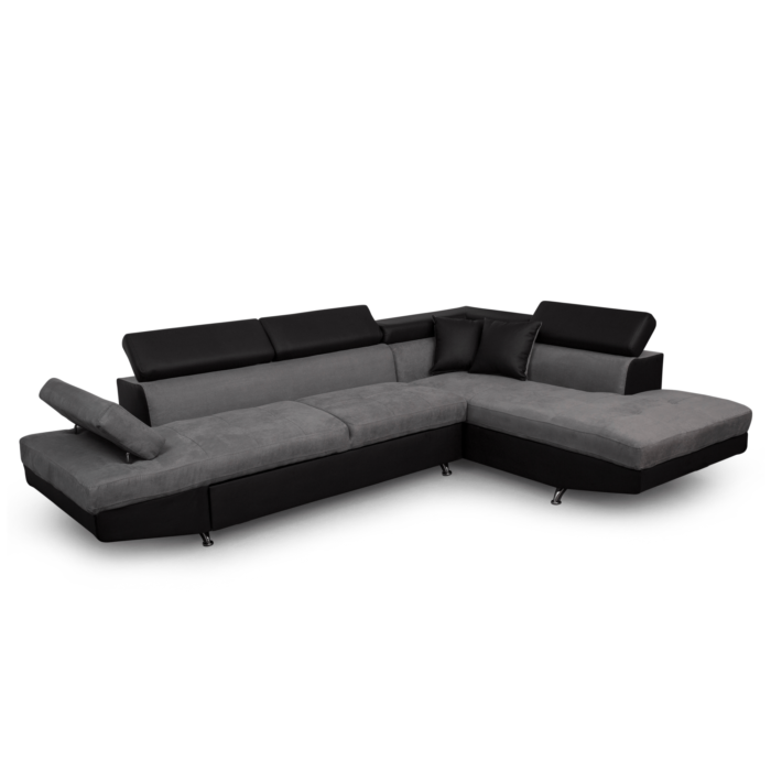 Colțar extensibil cu ladă de depozitare Rio Vesuvio Black Grey Stanga - imagine 2