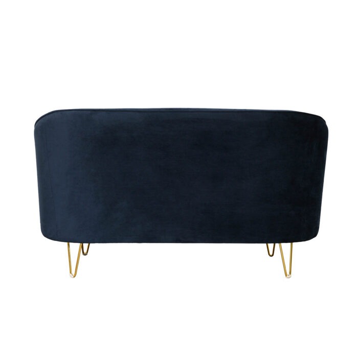 Canapea fixă Penelope catifea Dark Blue 2 locuri - imagine 3