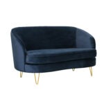 Canapea fixă Penelope catifea Dark Blue 2 locuri - imagine 2