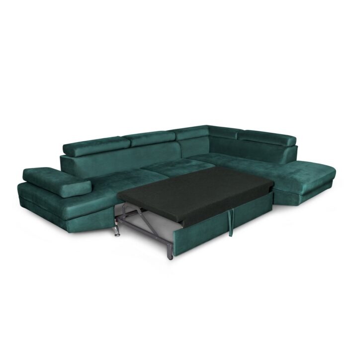 Colțar extensibil cu ladă de depozitare Rio Forest Green Stanga - imagine 3