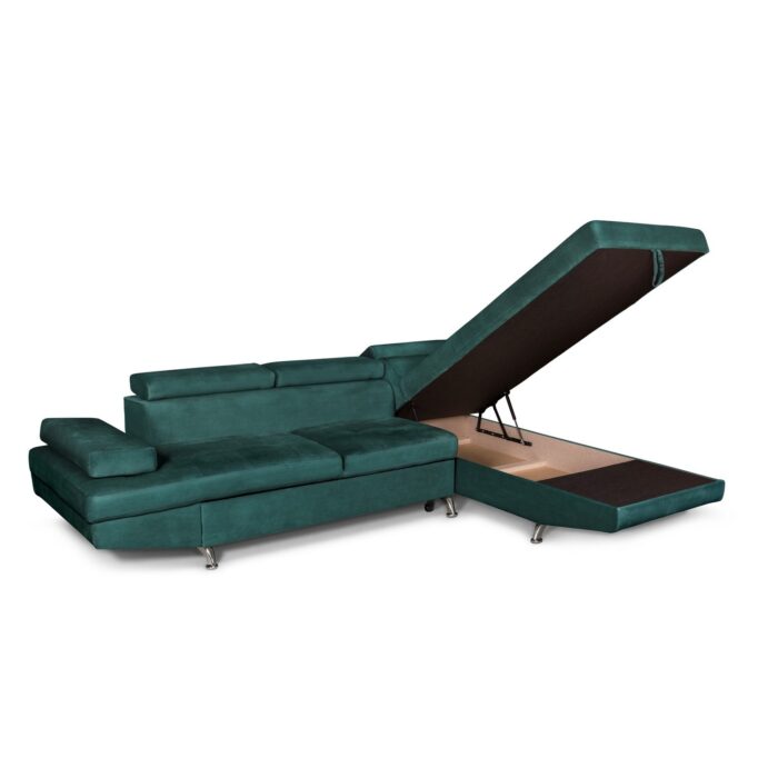 Colțar extensibil cu ladă de depozitare Rio Forest Green Stanga - imagine 4