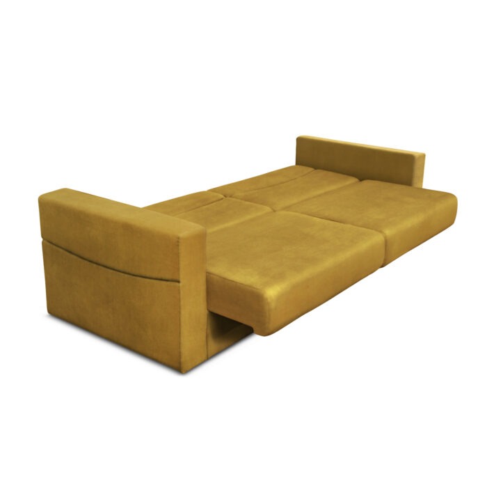 Canapea extensibilă cu spatiu depozitare Philadelphia catifea muștar - imagine 3