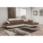 Colțar extensibil cu ladă de depozitare Rio Brown Beige Stanga