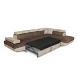 Colțar extensibil cu ladă de depozitare Rio Brown Beige Stanga - imagine 4