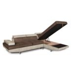 Colțar extensibil cu ladă de depozitare Rio Brown Beige Stanga - imagine 3