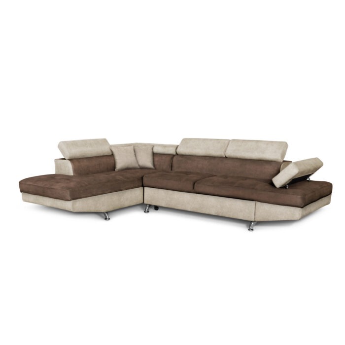 Colțar extensibil cu ladă de depozitare Rio Brown Beige Dreapta - imagine 2