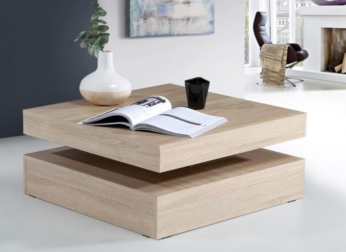 Masă cafea rotativa Isabelle stejar natur - imagine 2