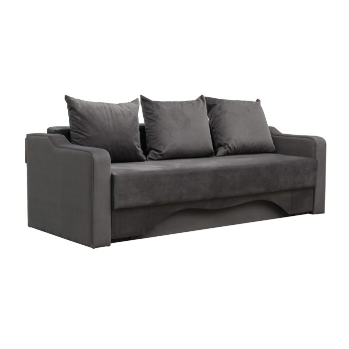 Canapea extensibilă cu spatiu depozitare Amias catifea Grey - imagine 2