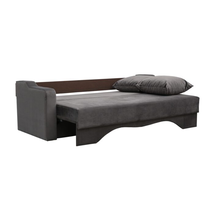 Canapea extensibilă cu spatiu depozitare Amias catifea Grey - imagine 4