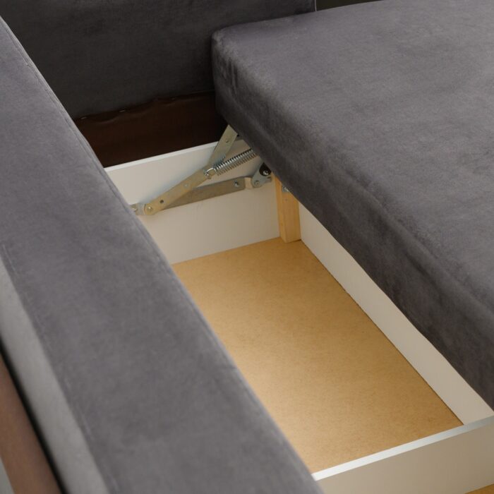 Canapea extensibilă cu spatiu depozitare Amias tesatura Elephant Grey - imagine 5