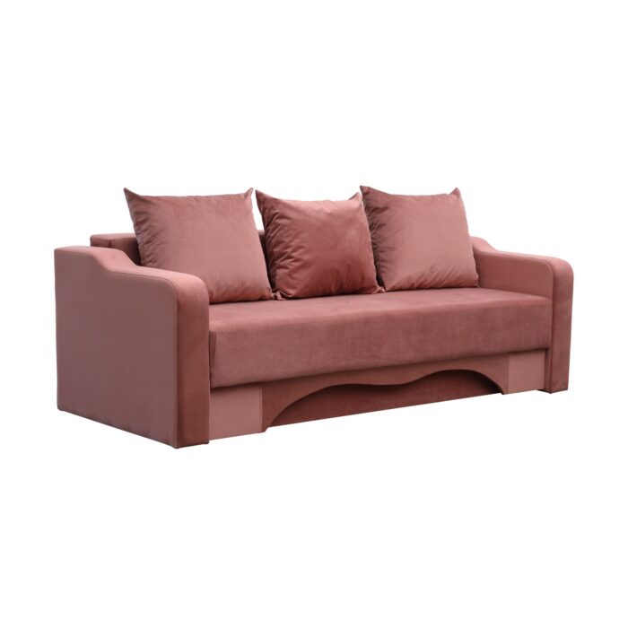 Canapea extensibilă cu spatiu depozitare Amias catifea Dusty Pink - imagine 5