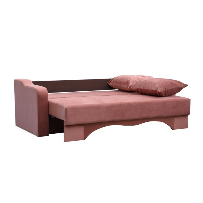 Canapea extensibilă cu spatiu depozitare Amias catifea Dusty Pink - imagine 3