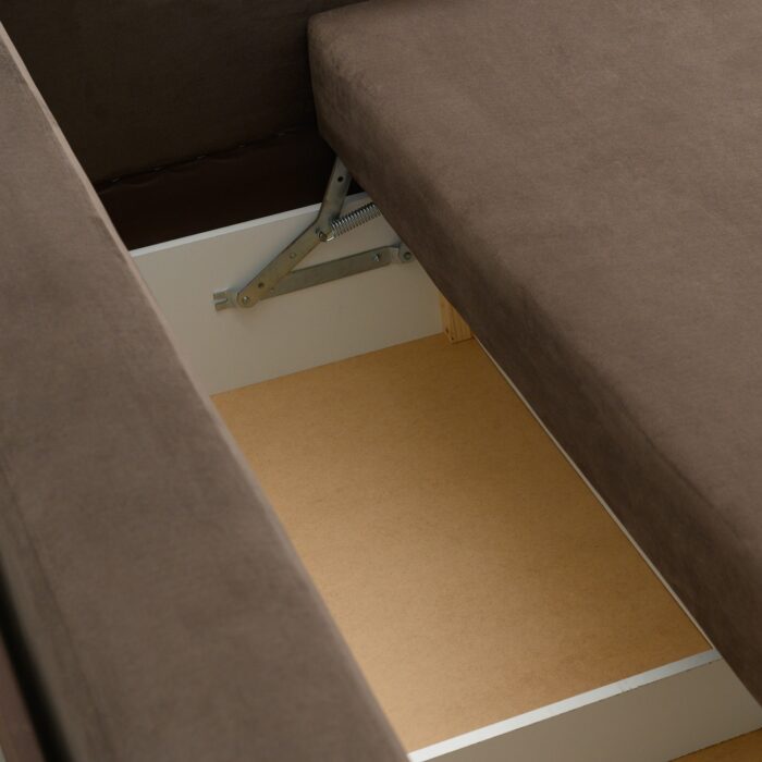 Canapea extensibilă cu spatiu depozitare Amias tesatura Brown - imagine 5