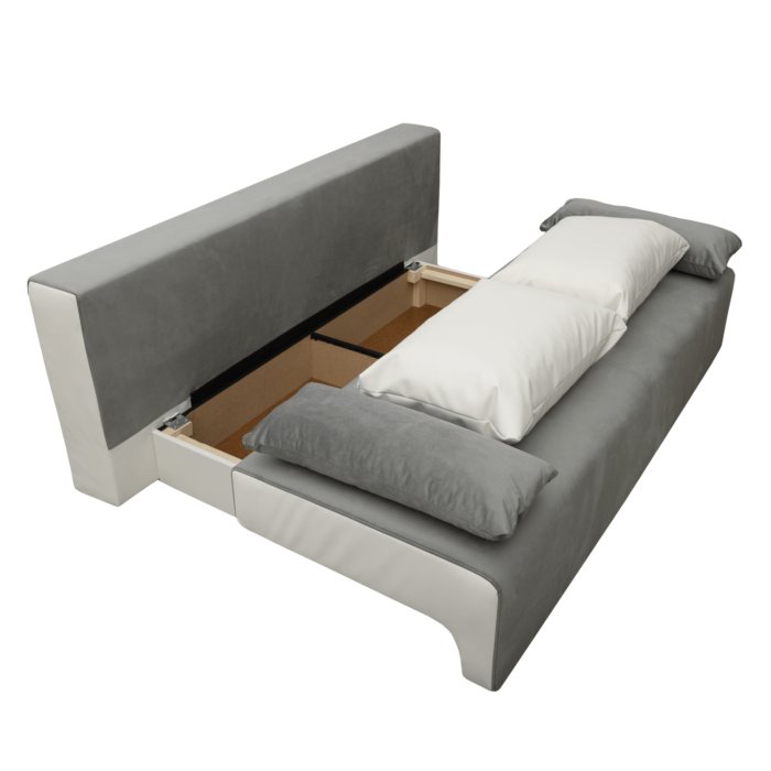 Canapea extensibilă cu spatiu depozitare Georgia Grey White - imagine 4