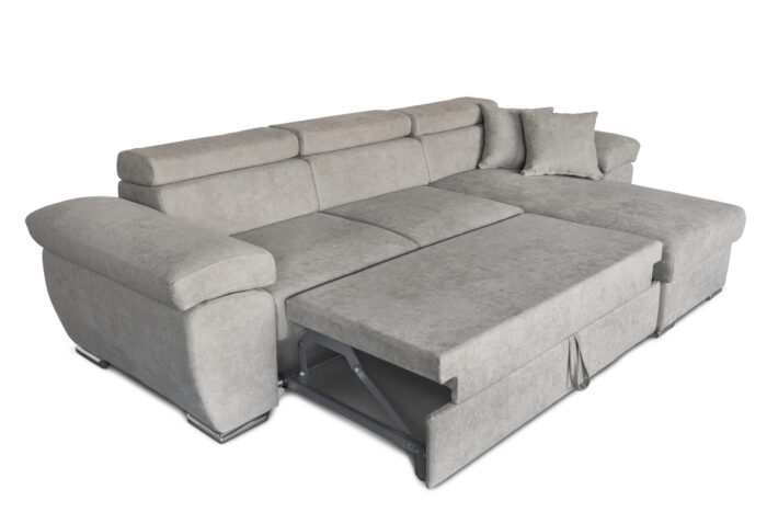 Colțar extensibil cu ladă de depozitare Como Sand Beige reversibil - imagine 6