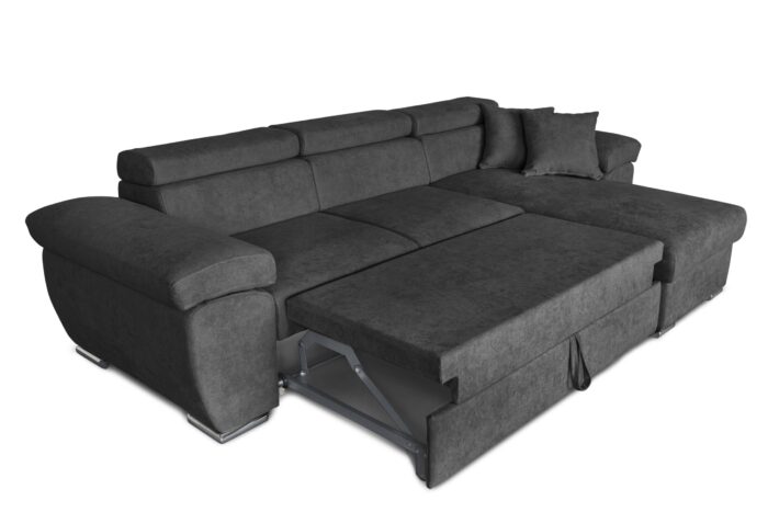 Colțar extensibil cu ladă de depozitare Como Graphite reversibil - imagine 4