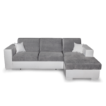 Colțar extensibil cu ladă de depozitare Caribi Grey White de stanga