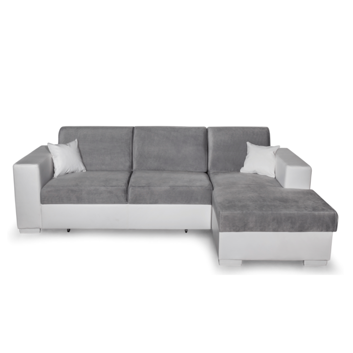 Colțar extensibil cu ladă de depozitare Caribi Grey White de stanga - imagine 1