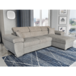 Colțar extensibil cu ladă de depozitare Como Sand Beige reversibil