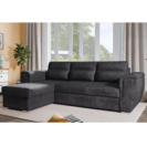 Colțar extensibil cu ladă de depozitare Kendall II Jet Grey reversibil