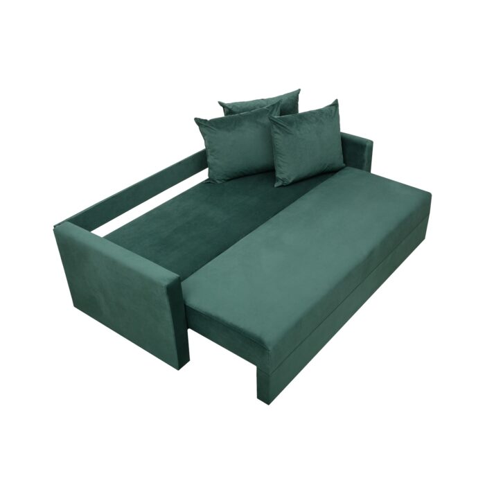 Canapea Ioana Eco 3 locuri cu brate Green Velvet - imagine 4