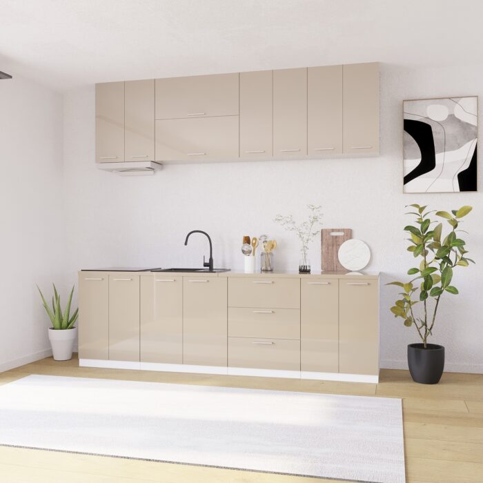 Bucatarie Londra, MDF lucios, cappuccino, 2.6 m - imagine 1