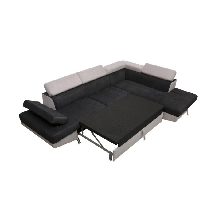 Colțar extensibil cu ladă de depozitare Rio Light and Dark Grey Stanga - imagine 4