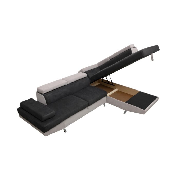 Colțar extensibil cu ladă de depozitare Rio Light and Dark Grey Stanga - imagine 5