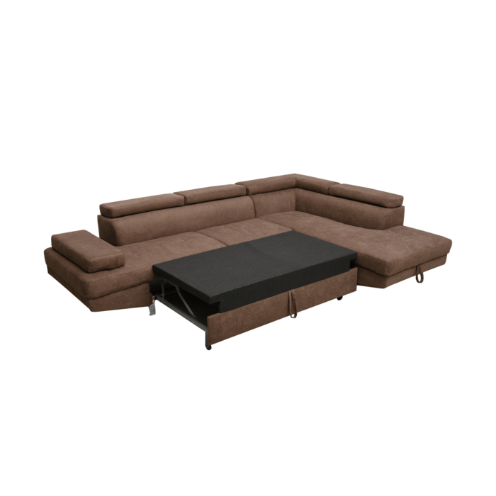 Colțar extensibil cu ladă de depozitare Rio Brown Stanga - imagine 3