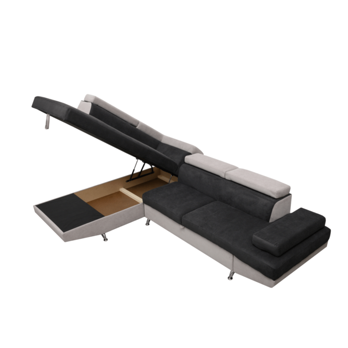 Colțar extensibil cu ladă de depozitare Rio Light and Dark Grey Dreapta - imagine 4