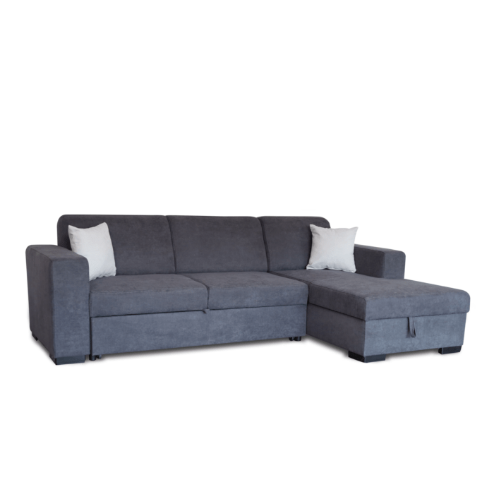 Colțar extensibil cu ladă de depozitare Caribi Dark Grey de stanga - imagine 1