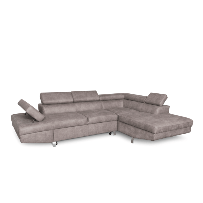 Colțar extensibil cu ladă de depozitare Julie Silver Grey Stanga - imagine 1