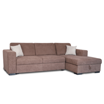 Colțar extensibil cu ladă de depozitare Caribi Brown de stanga