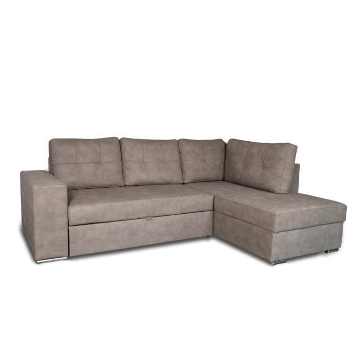 Colțar extensibil cu ladă de depozitare Atena Wave Brown de stanga - imagine 2