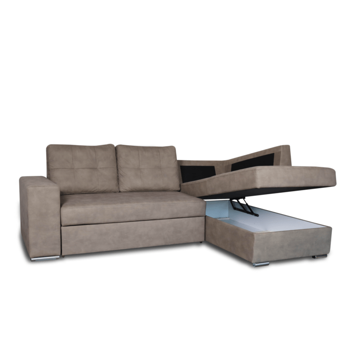 Colțar extensibil cu ladă de depozitare Atena Wave Brown de stanga - imagine 3