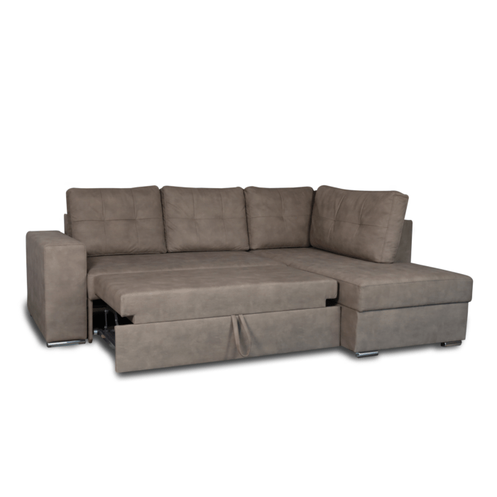 Colțar extensibil cu ladă de depozitare Atena Wave Brown de stanga - imagine 4