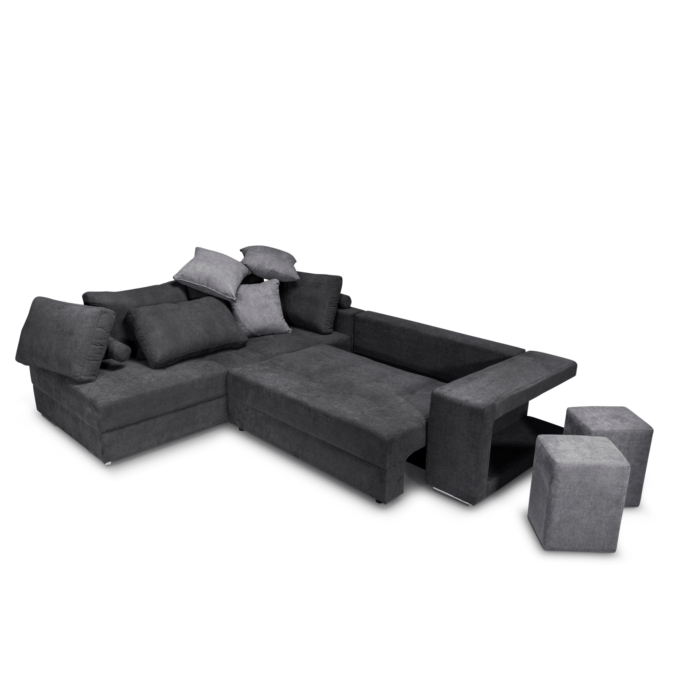 Colțar extensibil cu ladă de depozitare Karina Dark Grey de dreapta - imagine 3