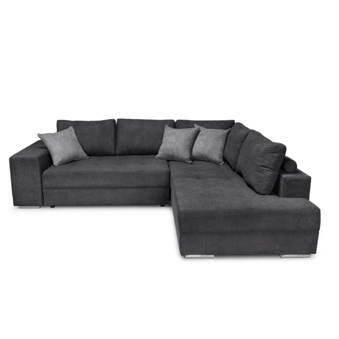 Colțar extensibil cu ladă de depozitare Karina Dark Grey de stanga - imagine 1