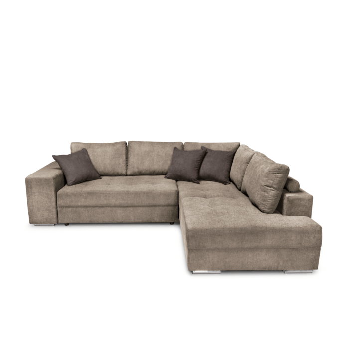 Colțar extensibil cu ladă de depozitare Karina Light Brown de stanga - imagine 1