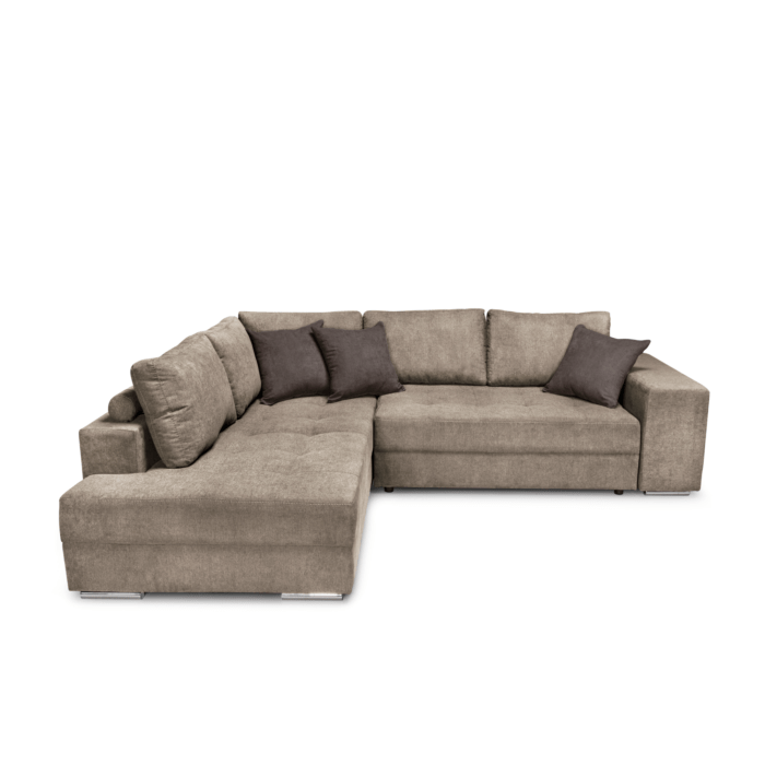 Colțar extensibil cu ladă de depozitare Karina Light Brown de dreapta - imagine 1