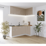 Bucătărie Londra pe colt modulara 2 x 1.2 m cappuccino