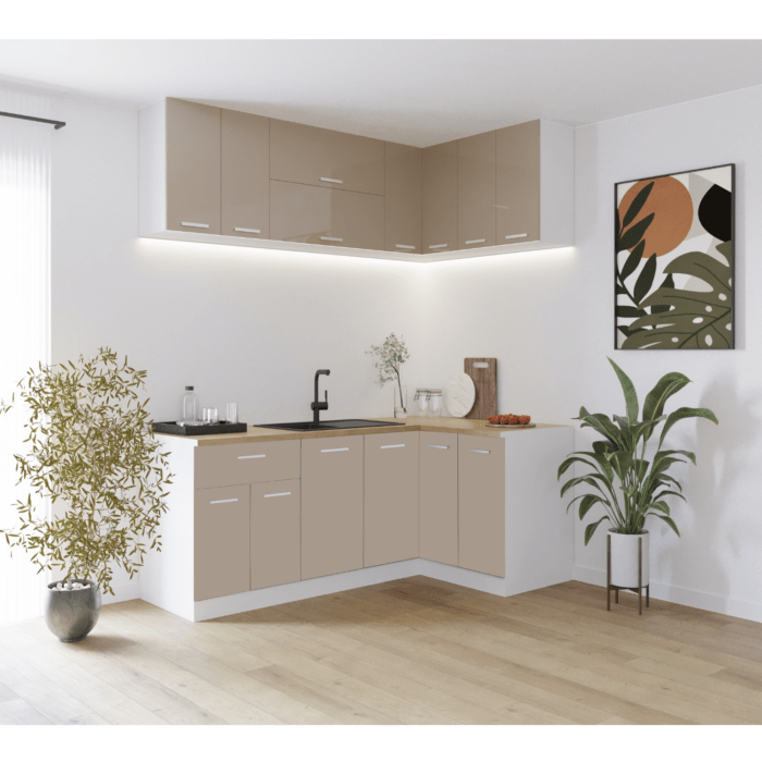 Bucătărie Londra pe colt modulara 2 x 1.2 m cappuccino - imagine 1